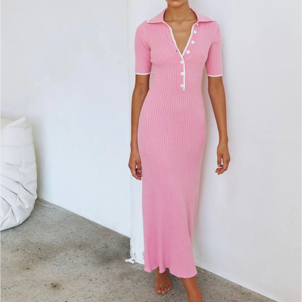 Knit Midi Dress in Pink